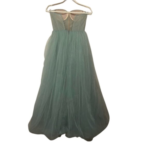 Karolina Kusy size 4 sage green corset embroidered tulle ballgown EUC - Picture 3 of 7